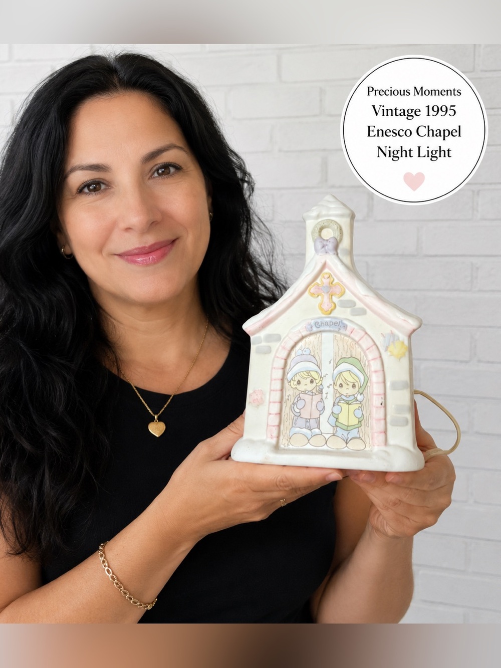 Vintage 1995 Enesco Precious Moments Lighted Chapel Night Light Porcelain